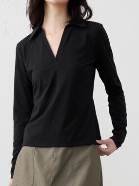 Banana Republic Factory Black Soft Stretch Polo Top - XL - NWT